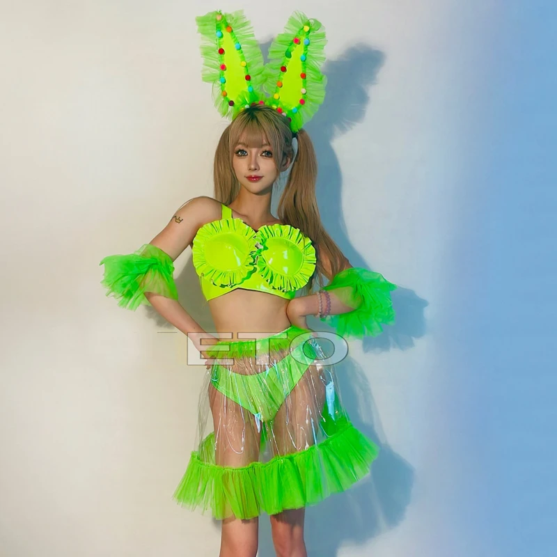 Strój Cosplay Jazzowy Damski Fluorescencyjne Kolory Festiwalowy Strój Barowy Klubowy Ds Dj Gogo Kostium Sceniczny Rave XS8467