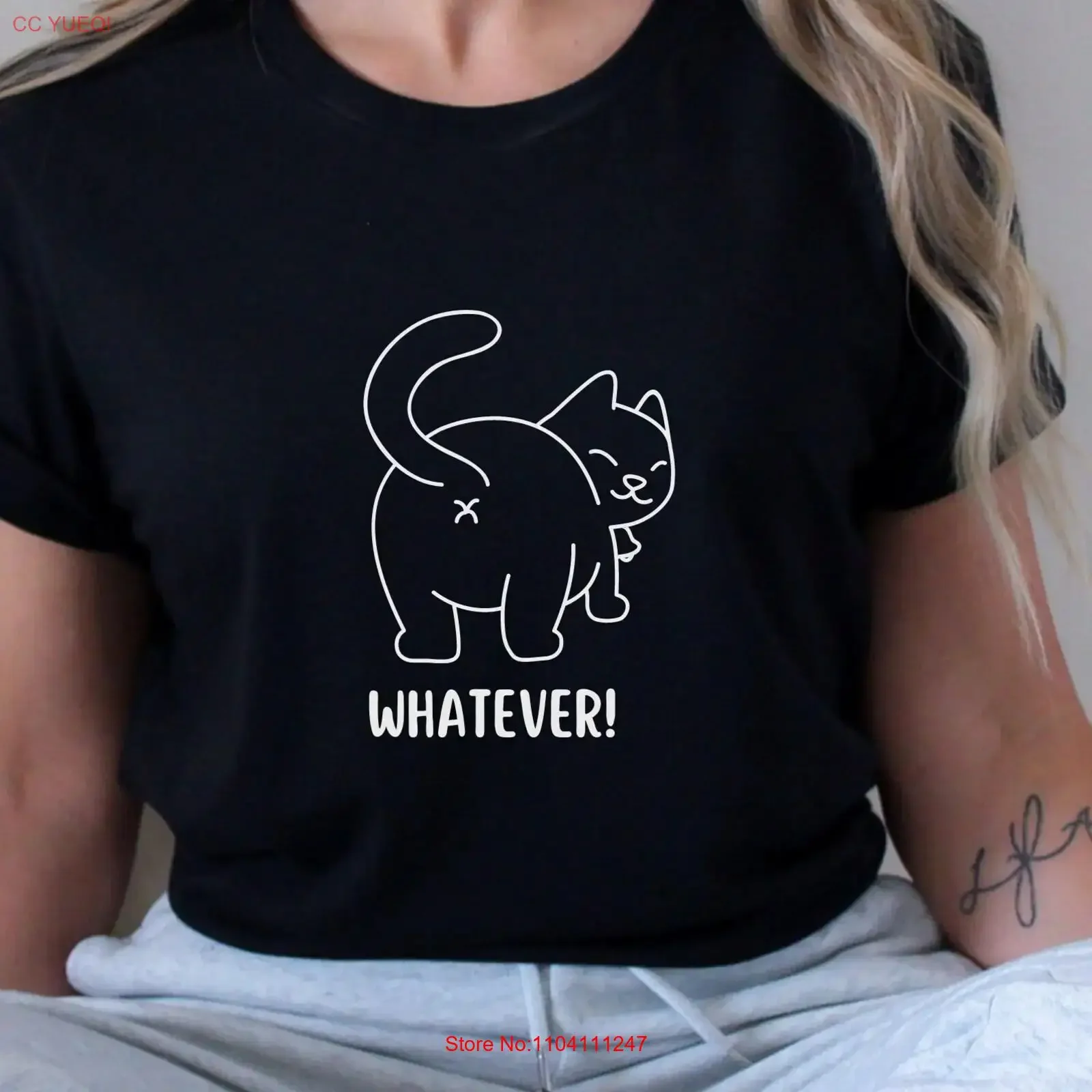 Hilarious Whatever Cat T Shirt Sarcastic For Her Friend Cute Kitten Lovers trendy Funny Attitude Top vintage Washed Stretched