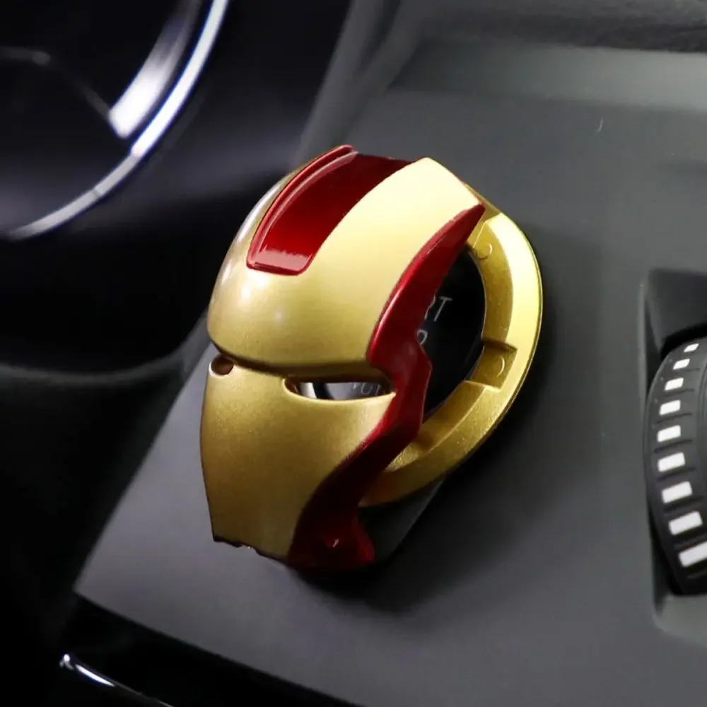 Disney Spiderman Anime Figure Iron Man Car Interior Sticker Car Engine Ignition Start Switch Button Cover Trim Stickers Toys