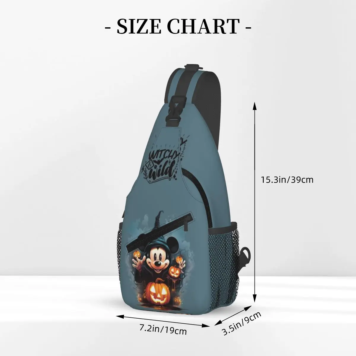 Custom Halloween Mickey Mouse Witchy Sling Crossbody Backpack for Waterproof For Cycling Daypack Printing Shoulder Backpack