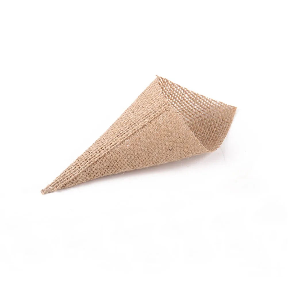 

6pcs Burlap Cone Flower Holder Wedding Birthday Baby Shower Decoration Organizer Burlap Style Party Festival Cones For Candy