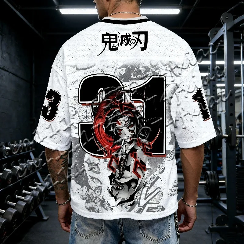 

New Demon Slayer Yoriichi Tsugikuni #31 Anime Print Jersey Breathable Short Sleeve Athletic T-Shirt Men Women Streetwear Tops