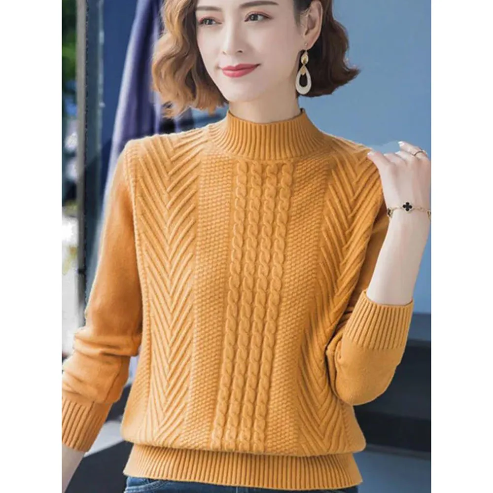 2024 NEW Spring Autumn Women Pullovers Sweater Women Loose Thick Cashmere Wool Knitted Sweater Mother Jumper Knitting Tops