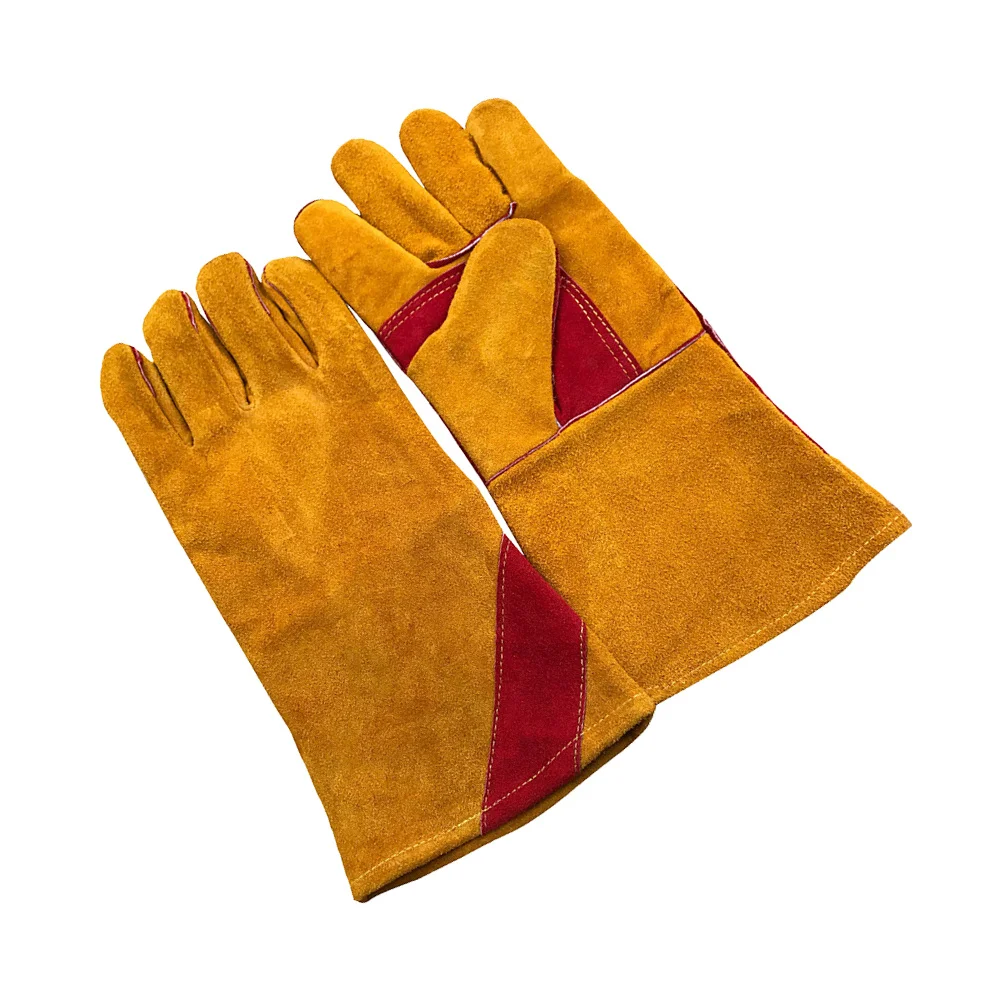 

1Pair Fireproof Cowhide Bbq Gloves Heat Resistant for Fireplace Stove Oven Grill Welding Protection Bbq Gloves