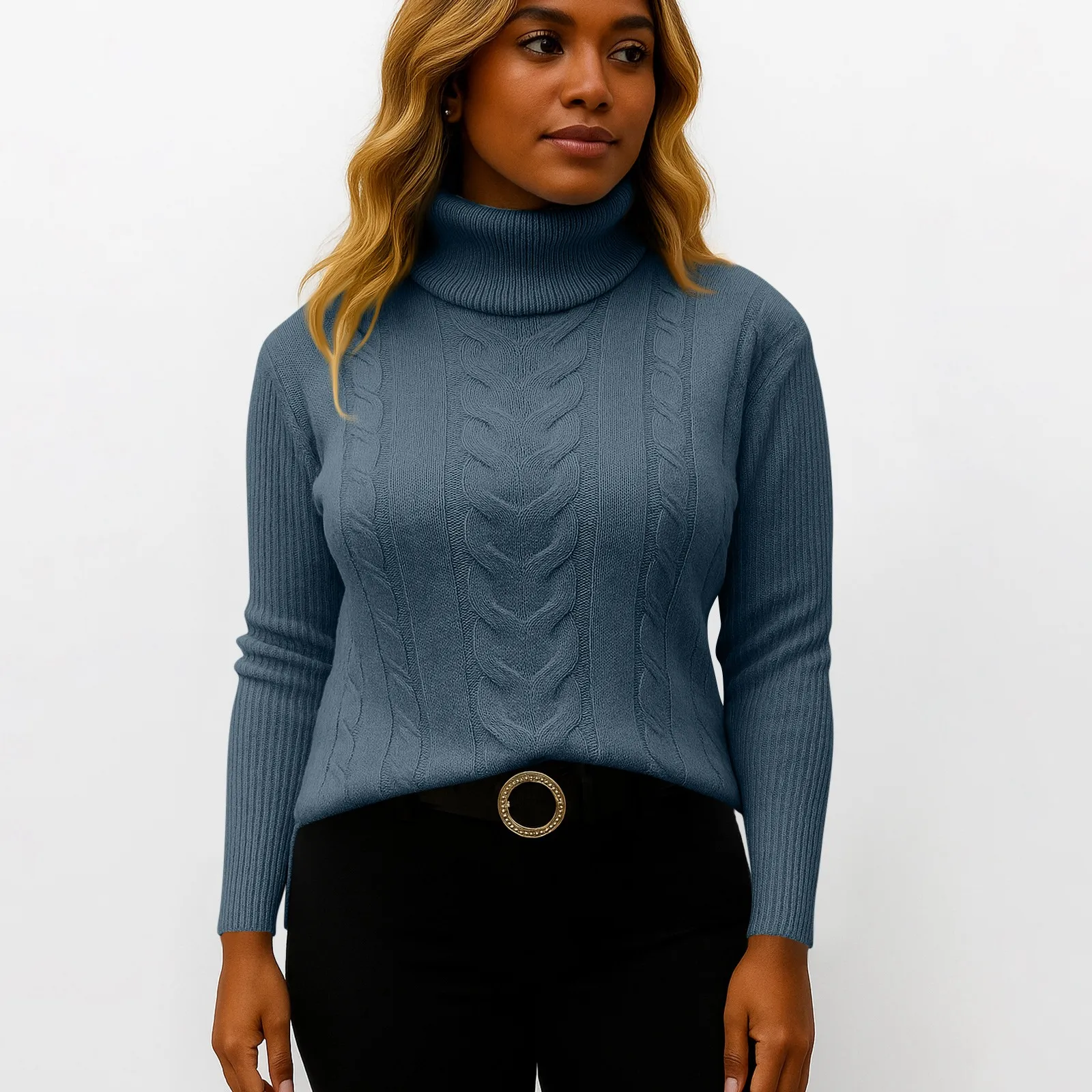 

Women'S Solid Color High Neck Long Sleeved Sweater Pullover Sweater Top Winter Clothes Woman Ropa De Mujer Sweater For Woman