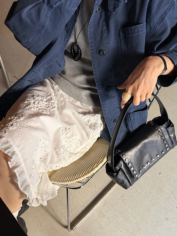 Fashionable Ribbon-Tie Embroidered Cotton Hollow out Straight Cut Midi Skirt for Young Women Spring Summer Season Elastic Waist