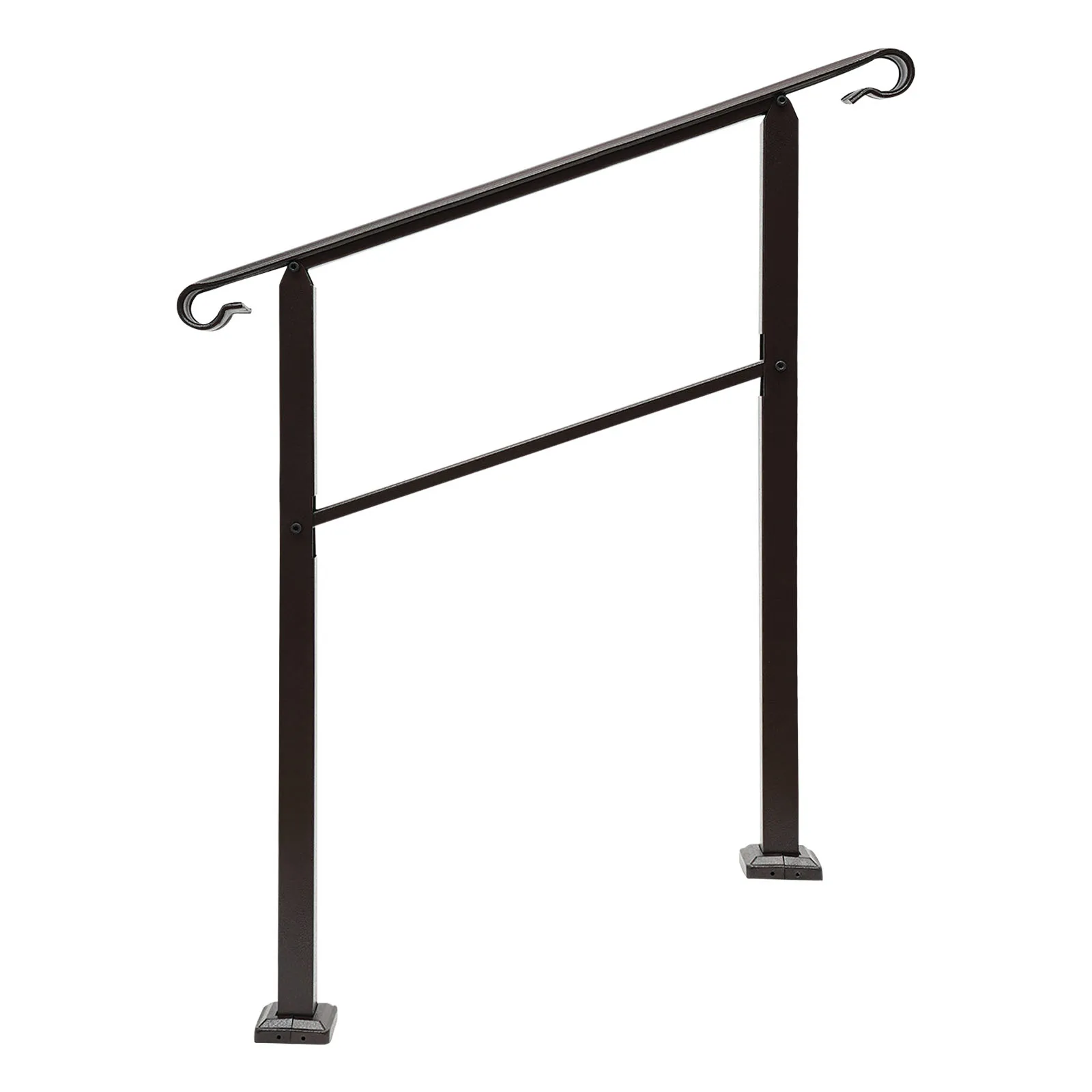 3-Step Staircase Handrail Ladder Type 881.8lbs Load-bearing For Outdoor Black/Dark Brown