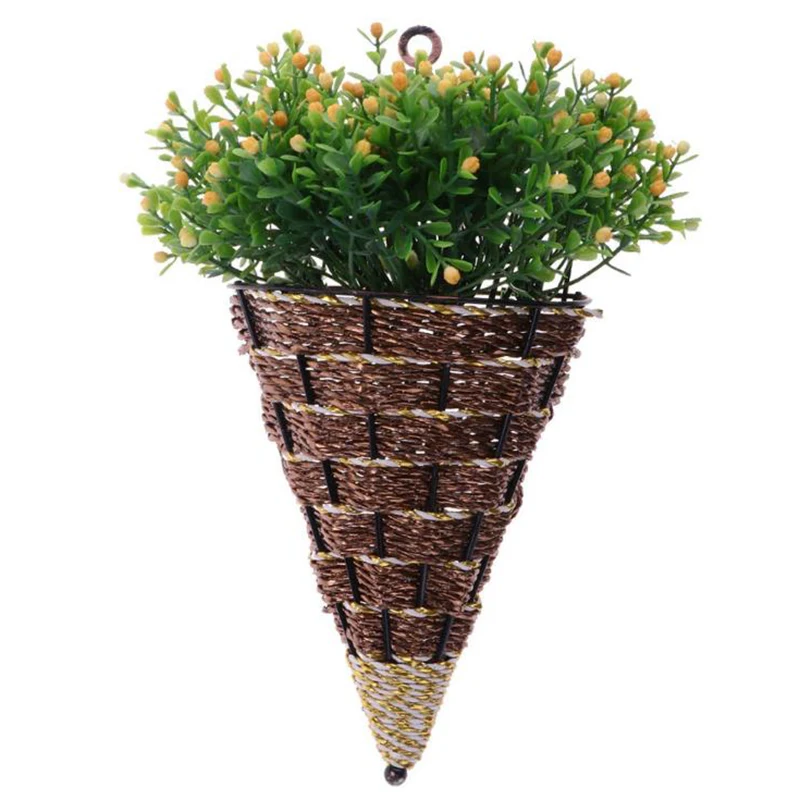 Flower Plant Pot Home Garden Wall Fence Hanging Planter Basket Cone Style