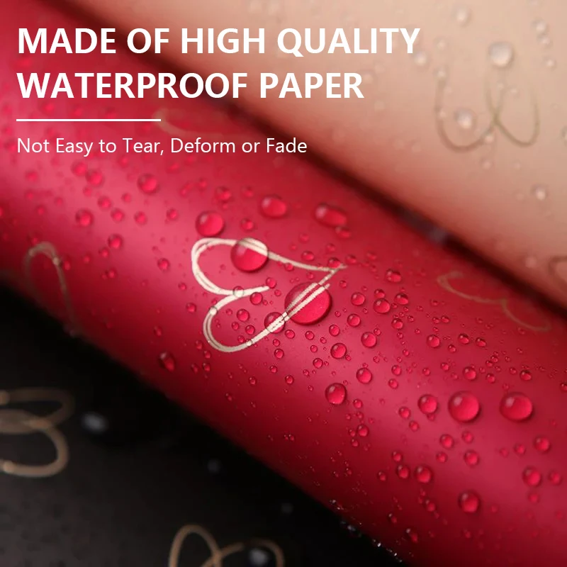 20 Sheets Love Thickened Gift Wrapping Paper Waterproof - Bouquet Wrapping Paper, Crafts and Artwork Packaging Backing Paper
