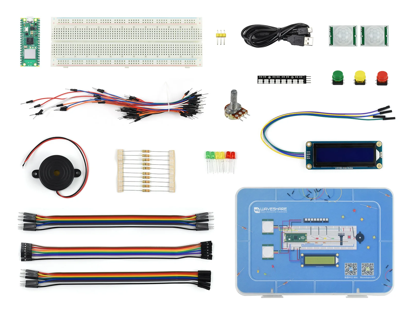 

Raspberry Pi Pico WH Basic Kit,Microcontroller Board, Built-in WiFi, Based on Official RP2040 Dual-core Processor