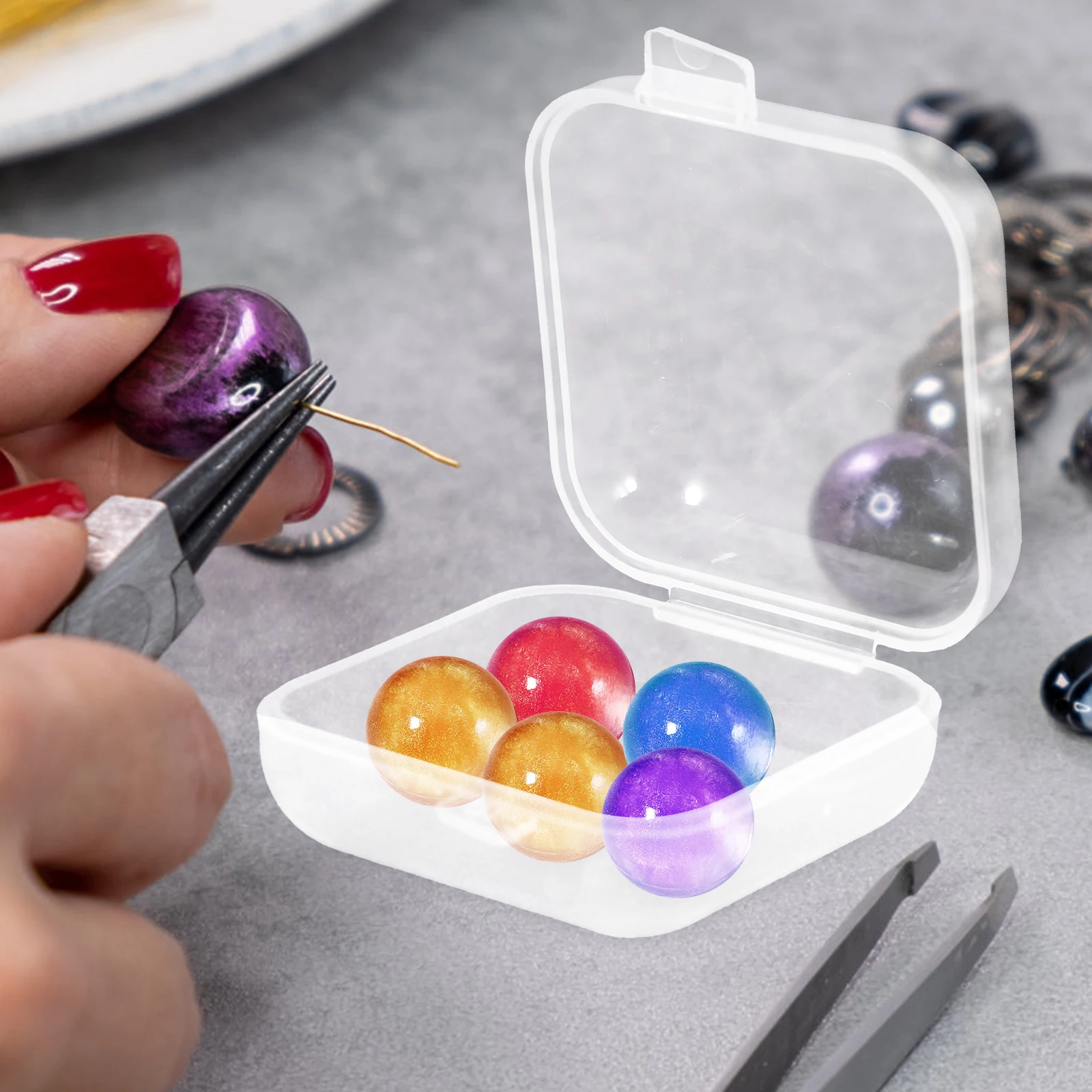 

80pcs Ear Studs Storage Boxes Clear Plastic Mini Containers Portable ganizer Case for Jewelry Beads Rhinestones Small Sorting