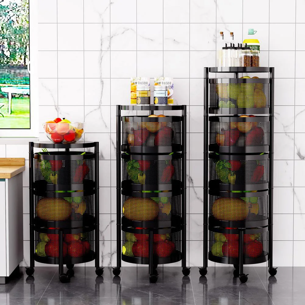 Rotating Storage Shelves Rack For Kitchen, 3-Tier/4-Tier/5-Tier Fruit And Vegetable Storage Baskets, Multi Layer Removable Baske