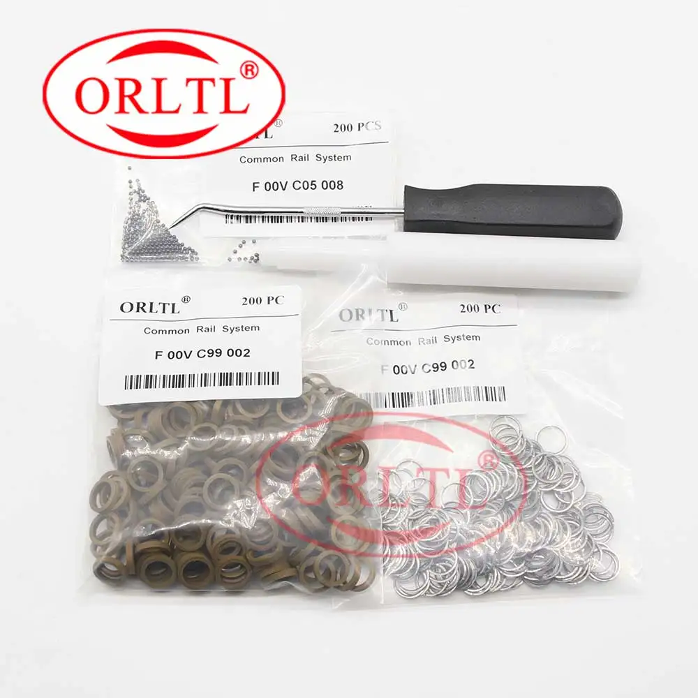 200PCS Injector Nozzle Ceramic Ball F00VC05008+F00VC99002 Sealing Rings 1.34mm Common Rail Repair Kits