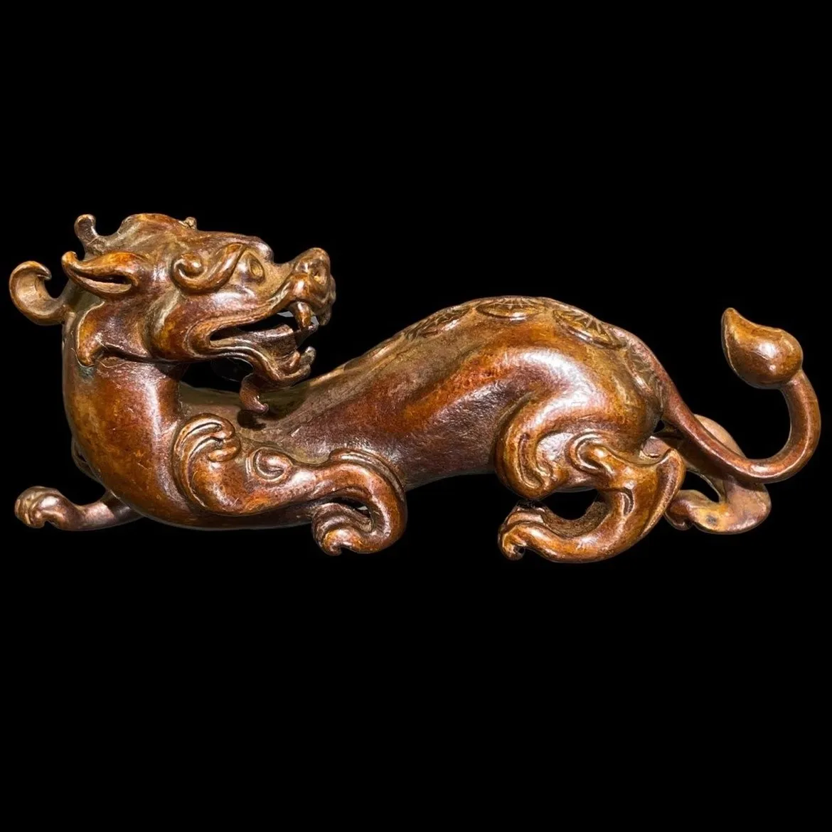 

Copper solid dragon ornament, paperweight antique dragon shaped pen holder, ruler, tea pet home tabletop decoration ornament