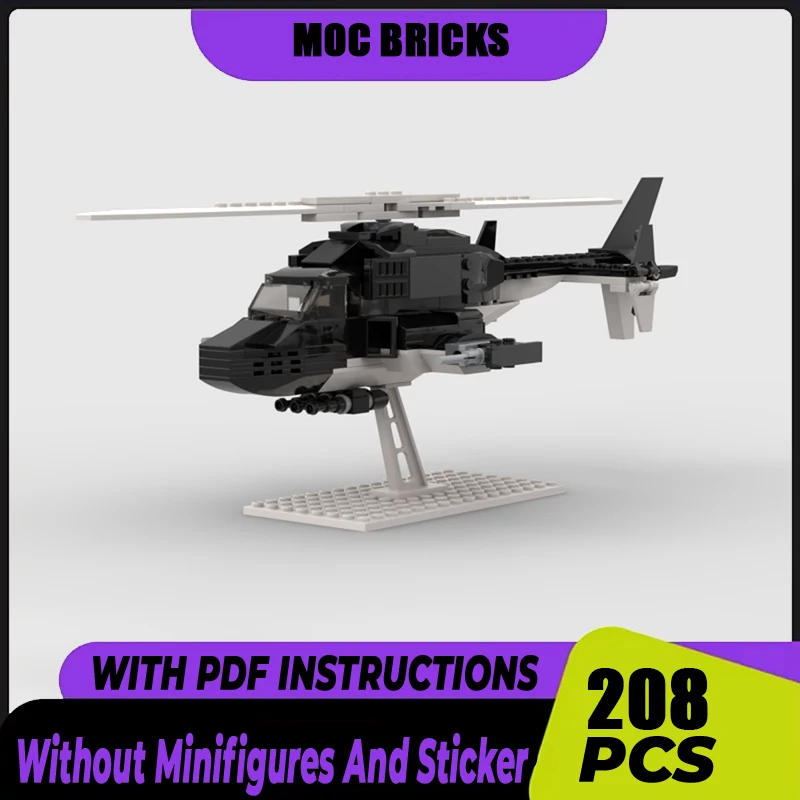 

Moc Building Blocks Military Series Special Ops Helicopter Mini Airwolf Model Technology Bricks DIY Airplane Toys For