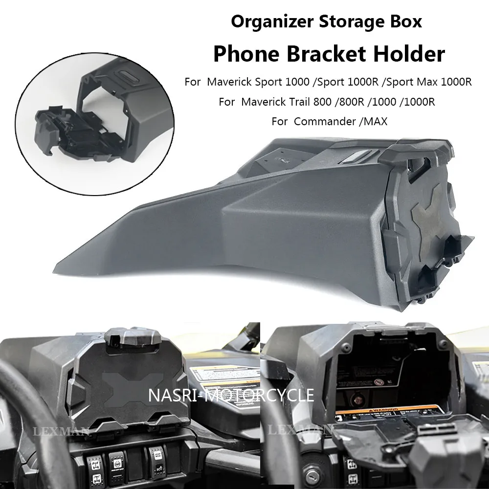 For Can-Am Maverick Sport Max 1000R Trail 800 R 1000 R Commander MAX Tablet Phone Bracket Holder Organizer Storage Box Kits