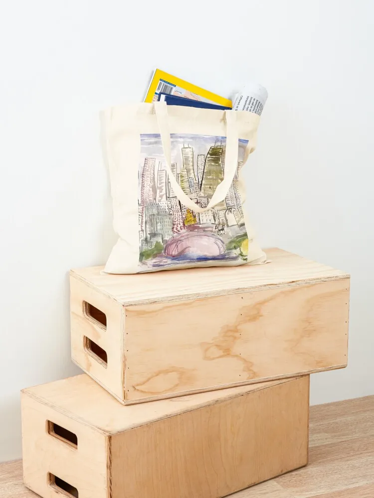 Windy City Watercolor-Acrylic Tote Bag sacs de shopping personalized tote tote bags men Women bags