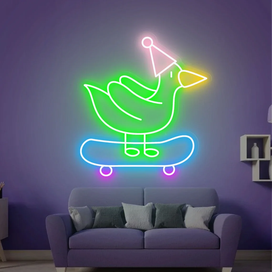 Skateboard Chick Neon Sign Cute Home Club Gaming Room Boy Roon Wall Decor Personalized Birthday Gift Atmosphere Art Neon