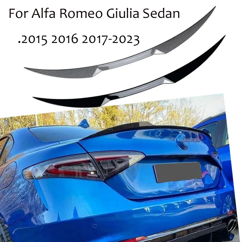 

Gloss Black For Alfa Romeo Giulia Sedan 2015 - 2023 Rear Trunk Roof Lid Spoiler Wing Tail Tailgate Splitter Lip Spoilers