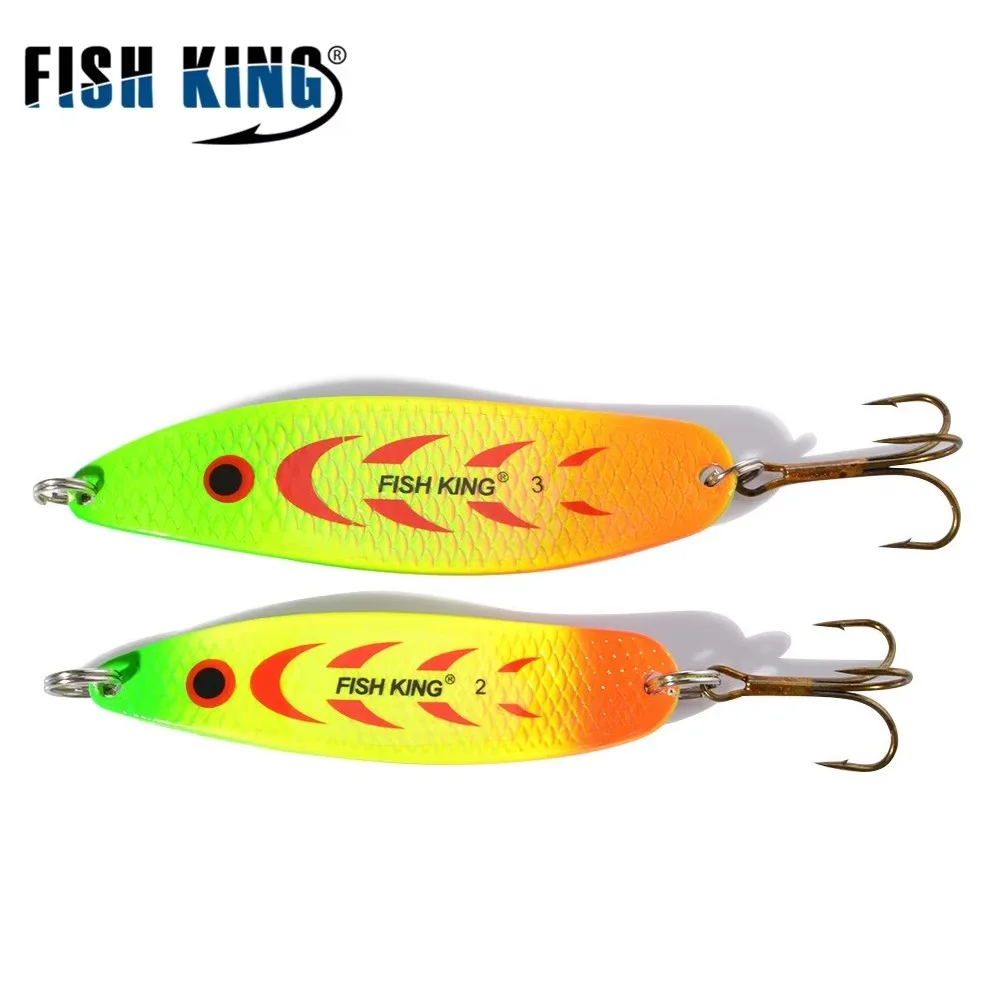 FISH KING 20g 30g Spinner Spoon Bait Metal Fishing Lure Artificial Baits Hard Lures For Bass Pike With Treble Hook