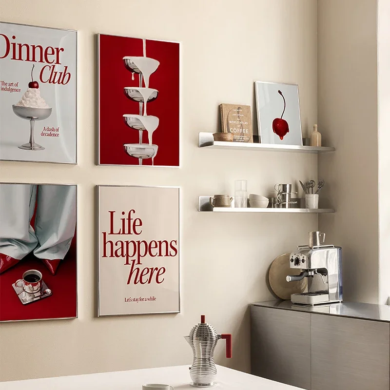 Red High Heels Cherry Decorative Print Wall Painting Quote Poster Art Canvas Painting Modern Living Room Picture Bed Bar Hallway