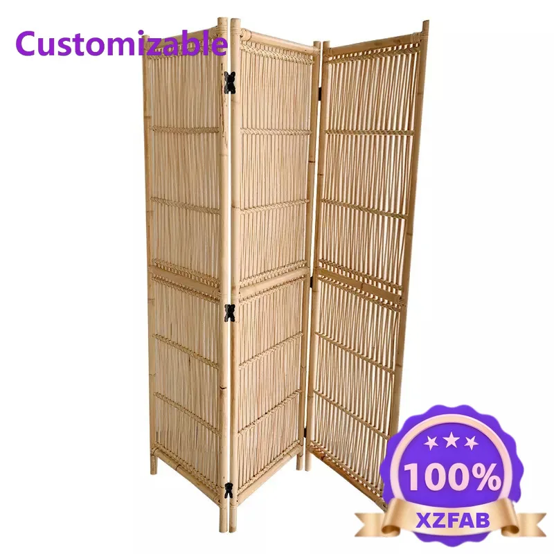 Factory Direct 2026 Japanese rattan woven screen simple folding screen entrance mobile homestay partition natural Indonesian rat