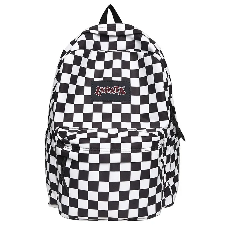 

TRAVEASY New Woman Backpacks Fashion Checkerboard Nylon School Bags Female Student Casual Book Bags Lady Plaid 2023 Solid Color