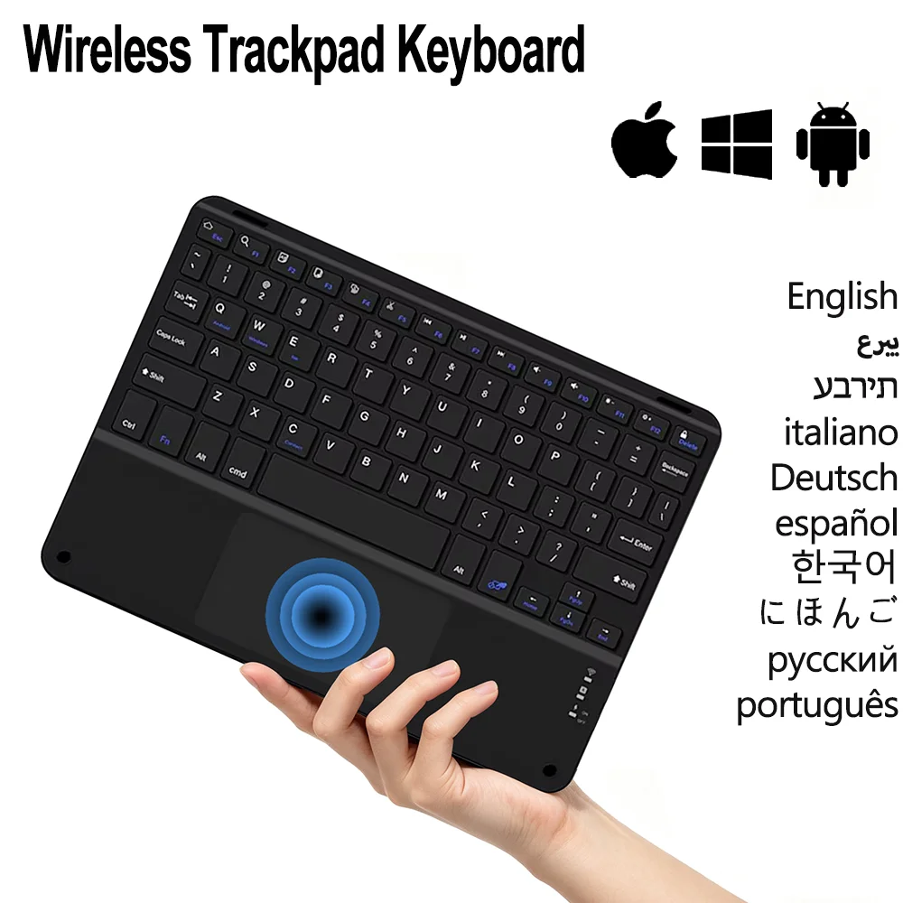 Ultra-Slim Bluetooth Wireless Trackpad Keyboard for Apple iPad iPhone Samsung Lenovo Tablet Phone Smartphone iPad iOS Android