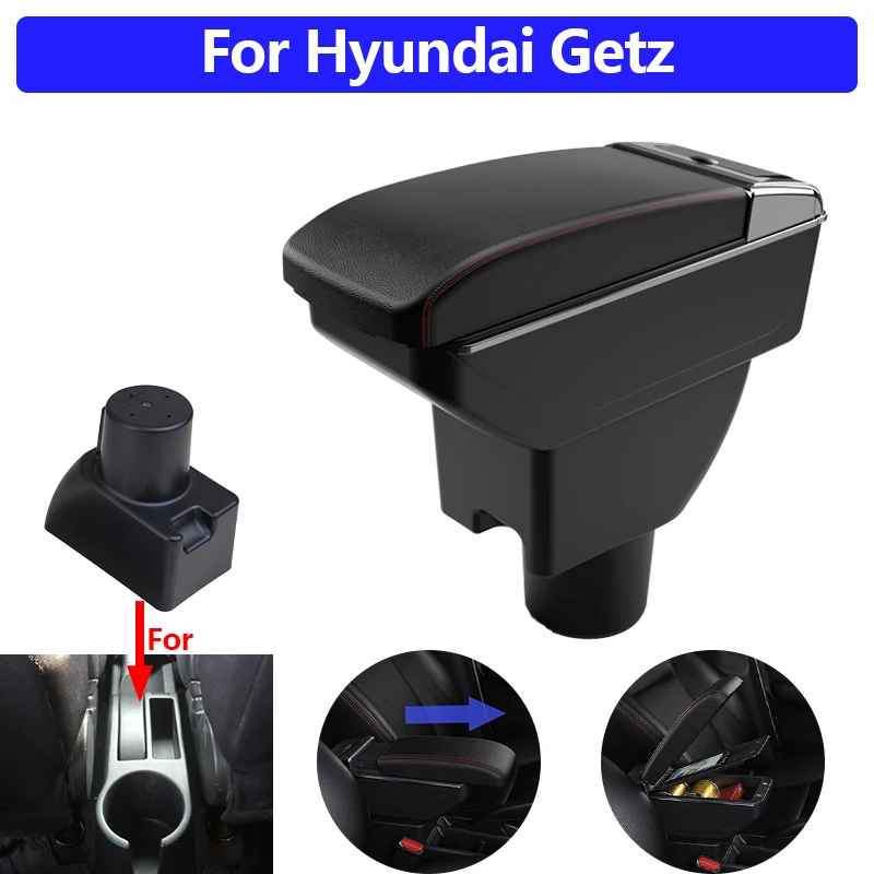 

Для Hyundai Getz 2002-2009, 2010, 2011: Центральный подлокотник-бокс для хранения с подстаканником, без сверления, не для праворульных автомобилей.