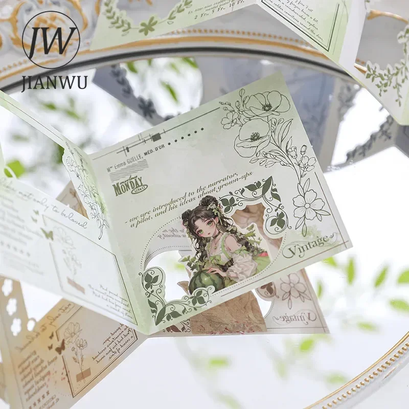 JIANWU Clear Light and Shadow Series Vintage Flower Hollow Border Label Collage Material Paper Creative DIY Journal Stationery