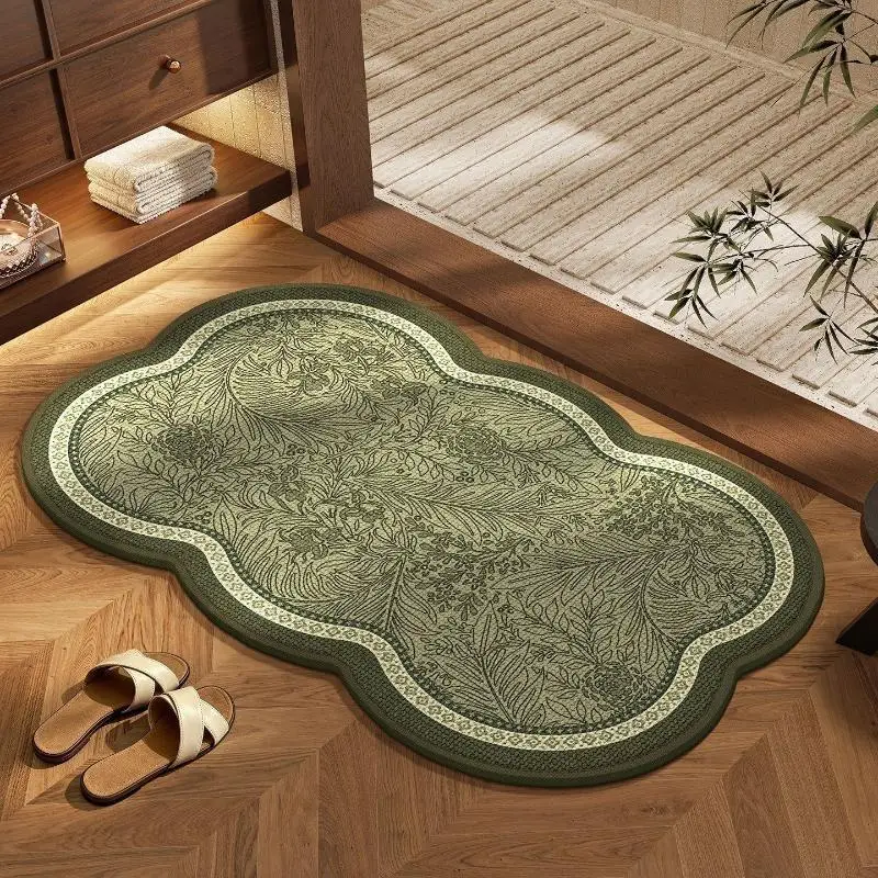 Vintage Floral Bath Mat Non Slip Backing Absorbent Woven Surface Perfect For Bathroom Entryway Bedroom