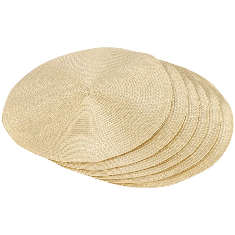 مجموعة مفارش أطباق مضفرة مستديرة من BAAG مكونة من 6 مفارش طاولة لطاولات الطعام المنسوجة القابلة للغسل وغير القابلة للانزلاق مقاس 15 بوصة #2