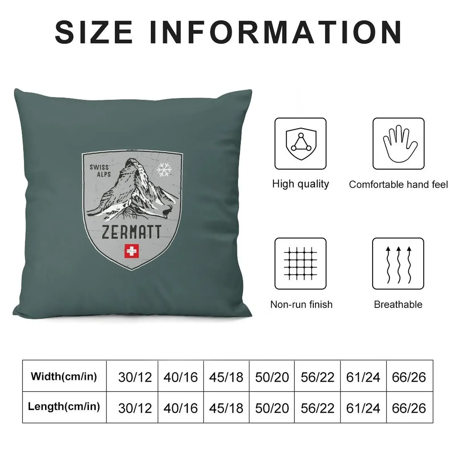 Zermatt Mountain Switzerland Emblem Throw Pillow Decorative Pillow Covers For Sofa Cushions For Decorative Sofa pillow