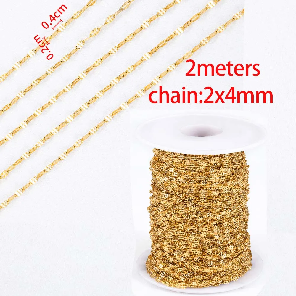 Kein Verblassen, 2 Meter Edelstahlketten für die Schmuckherstellung, DIY-Halskette, Armband, Zubehör, Goldkette, Lippen, Perlen, Perlenkette