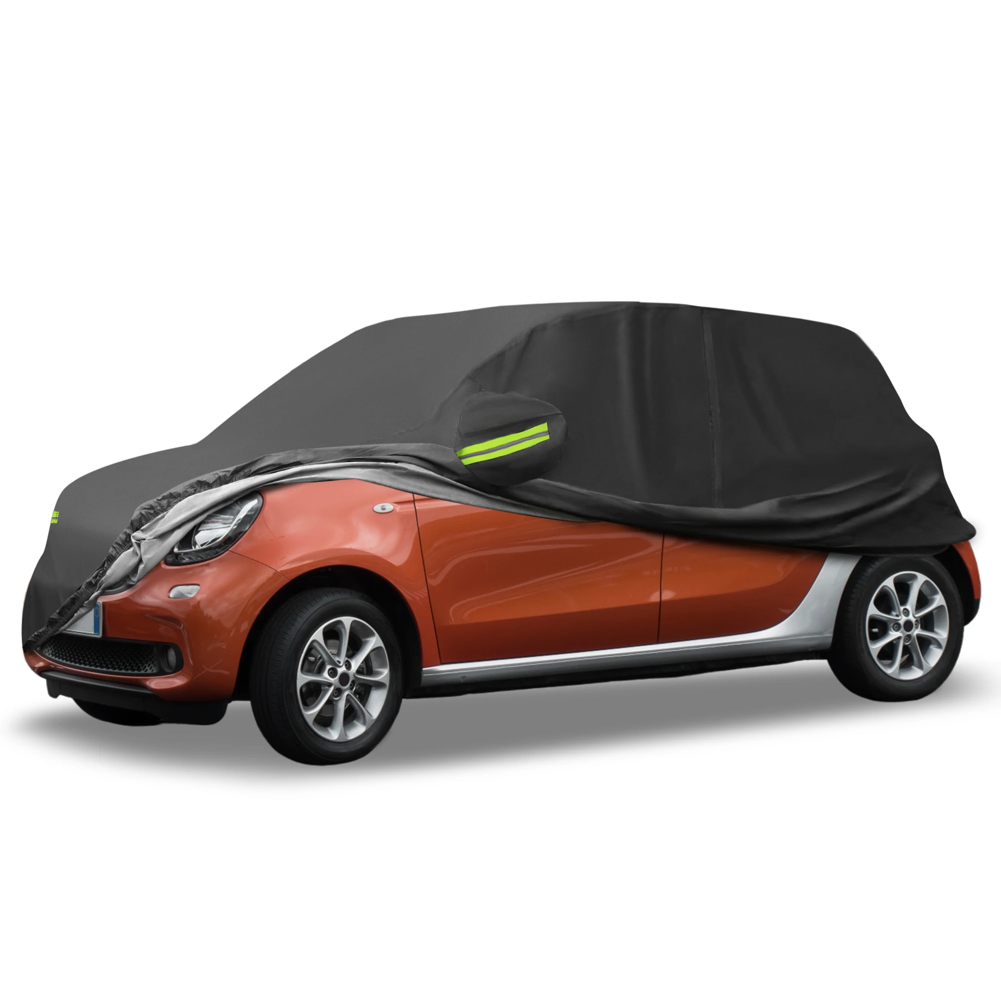 X Autohaux for Smart Forfour 2014-2022 Cover Waterproof Car Cover Full Car Cover All Weather Outdoor Protection Zipper Black