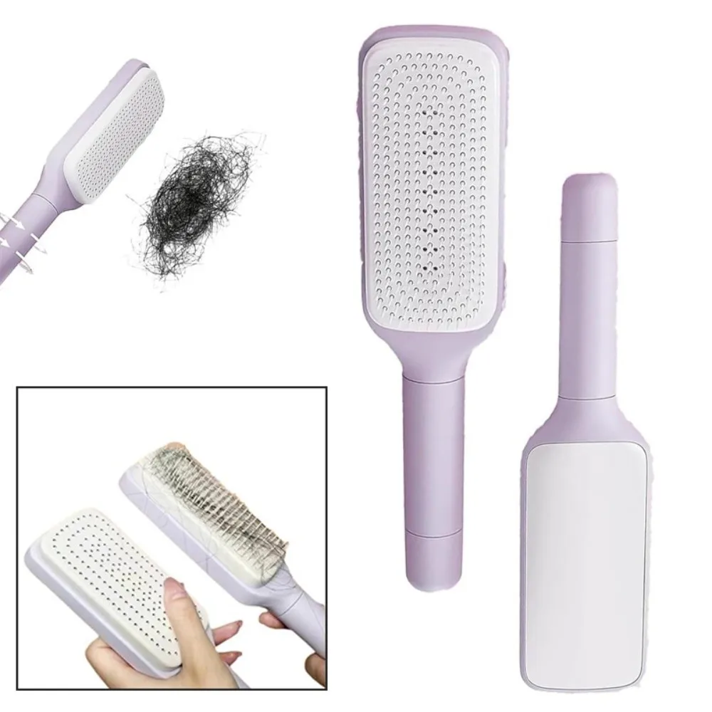 Rotatable Self Cleaning Hairbrush Anti Static One Key Cleaning Retractable Hair Comb Air Cushion Wet Dry Use Airbag Hair Brush