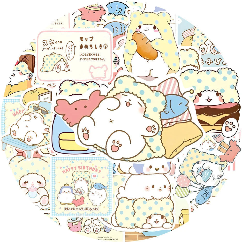 10/30/50 قطعة لطيف Marumofubiyori سانريو ملصقات الكرتون الشارات للأطفال لعبة زجاجة ماء الهاتف الأمتعة Kawaii الشارات الديكور #1