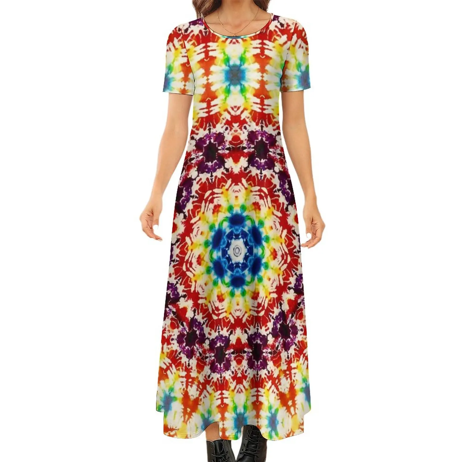 

Rainbow Star VI Round Neck Short Sleeve Dress Dress women chic and elegant woman dress prom korean style