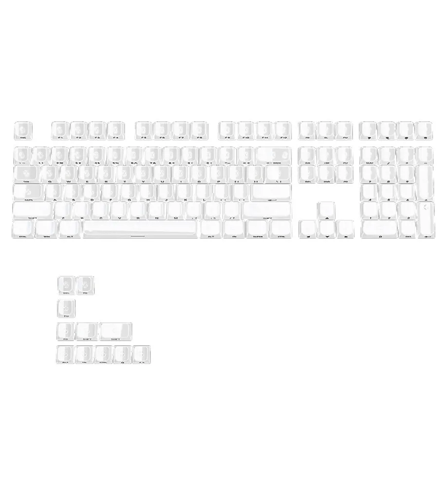 Keycap spot jellyfish white keycap MDA height small full set of 119 keys side engraved characters PC translucent light