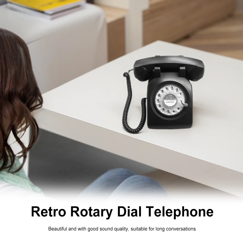 Rotary Dial Phone 1960s Retro Old Telephone Redial Button Antique Fixed Telephone Decorative Vintage Phone for Home Office