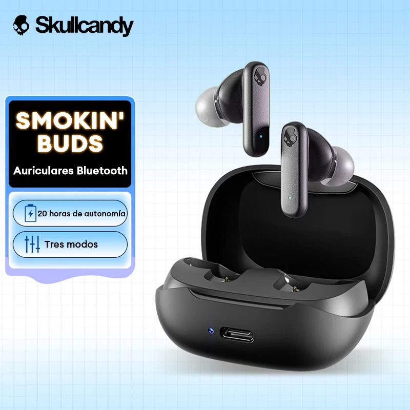 Skullcandy Smokin Buds TWS Auriculares inalámbricos con Bluetooth IPX4 Auriculares deportivos resistentes al agua Baja latencia para juegos 20H de duración de la batería Nuevo
