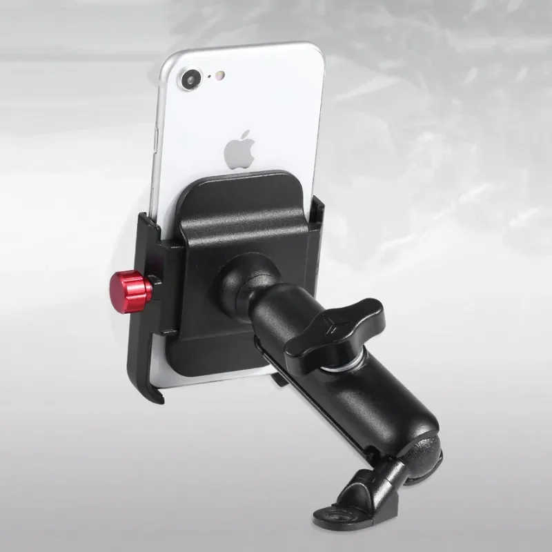 Universal 12-24V Aluminum Handlebar Motorcycle Bike Mobile Holder with USB Charger Moto Rearview Mirror Cell Phone Stand Holder