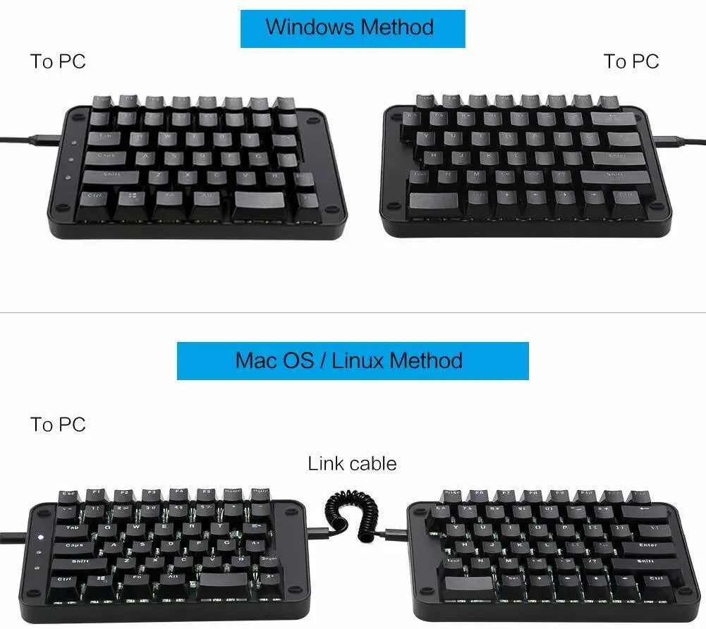 All 88 Keys Programmable Ergonomic Keypad Programmable Split Mechanical Keyboard with Cherry MX Red Switch White Backlit