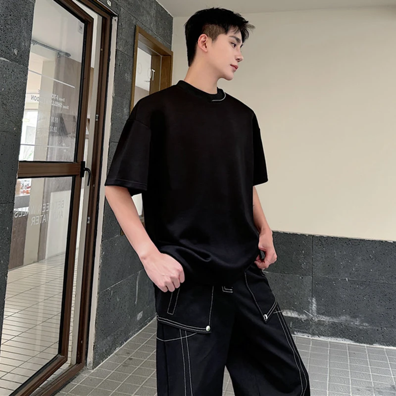 LUZHEN Sleeve 2026 Summer Zipper Decorate Round Neck Short T-shirts Men's Fashion High Quality Elegant Handsome Male Tops JY8266