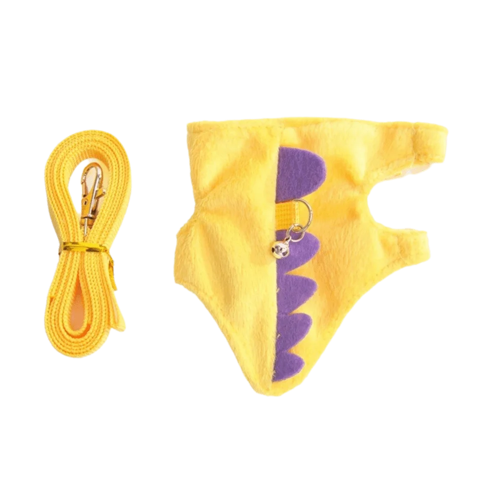 Lindo hurón corto cuerda de plomo tipo chaleco forma de dinosaurio mascota cuerda campana ajustable caminando ratones mascota caminar