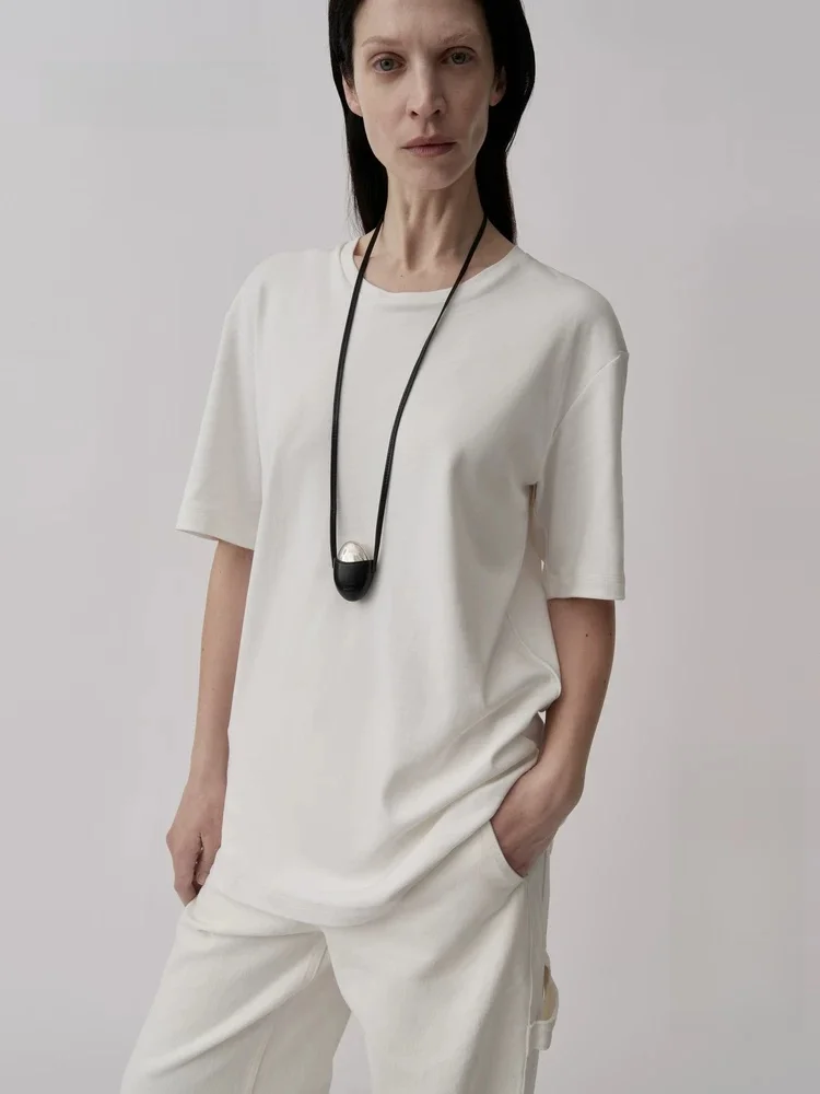 

Edition Red Label Winter 2025 Loose Fit Soft Cotton White T-Shirt EBE4TEE002 Ladies Daily Wear Comfortable Cotton Top