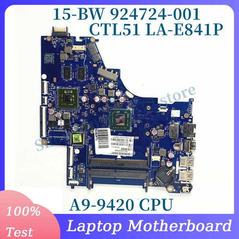 

924724-601 924724-501 924724-001 W/ A9-9420 CPU For HP 15-BW CTL51 LA-E841P Laptop Motherboard 520/2GB 100% Full Tested Working