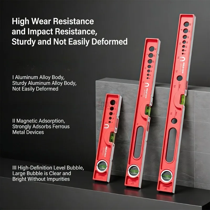 High Precision Magnetic Spirit Level Multi-function Ruler for Home Picture Hanging Balance Tool Anti-fall Solid Cast Aluminum
