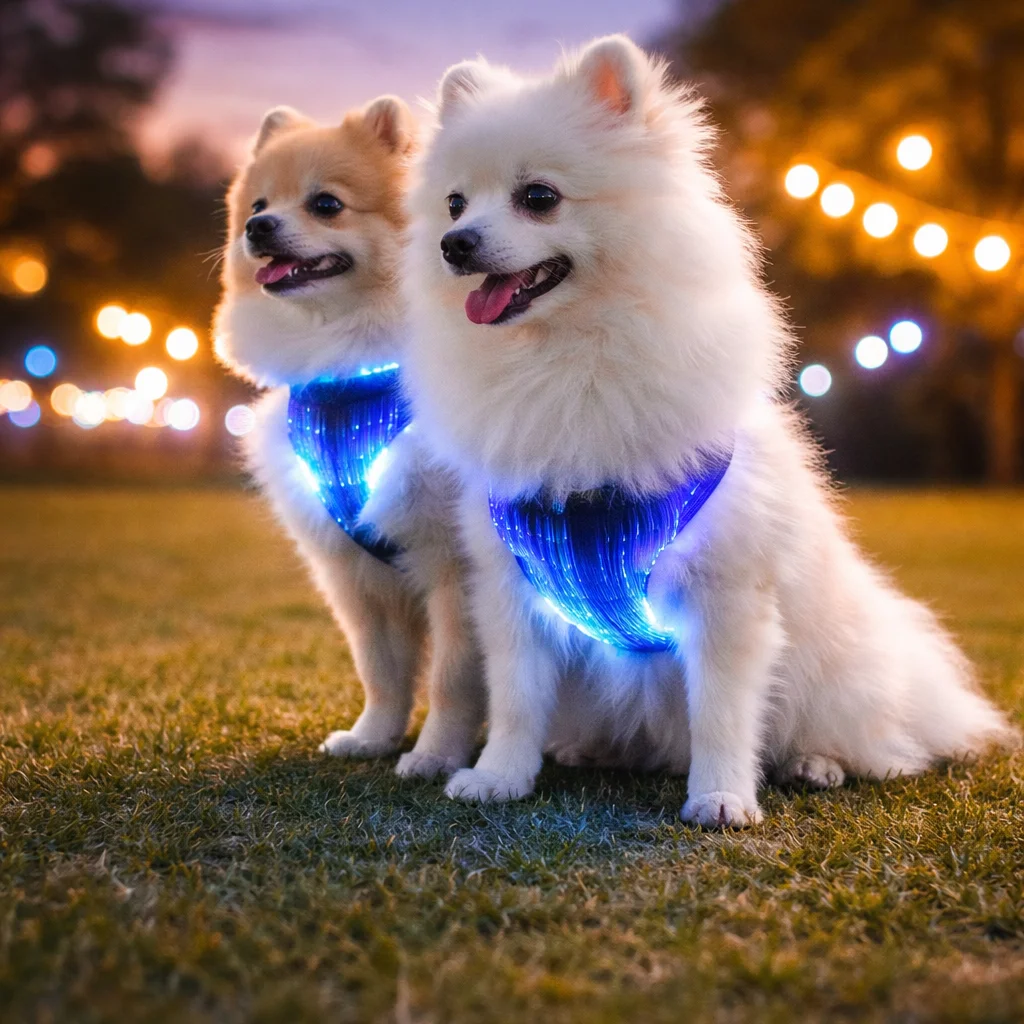

Remote control Ledhair pet Shirt Small Size Colorful and luminous USB Charging Fiber Optic Fabric Nightlight Safety Pet Suit