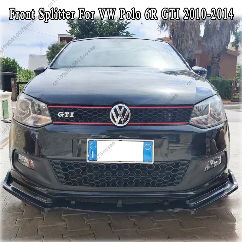 For VW Polo MK5 6R GTI 2010-2014 Car Front Bumper Lip Chin Spoiler Splitter Lip Guard Protector Gloss Black Front Splitter